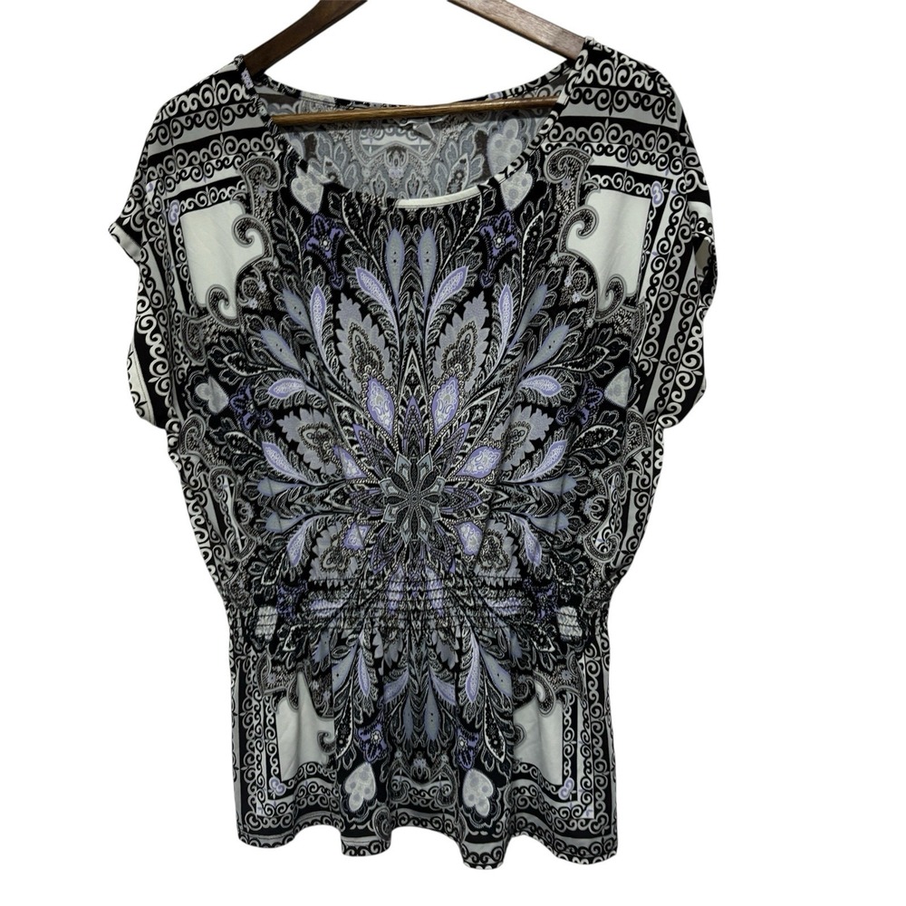 Speechless Top Womens L Black Purple Floral Stretch Knit Y2K 90s Drop Waist